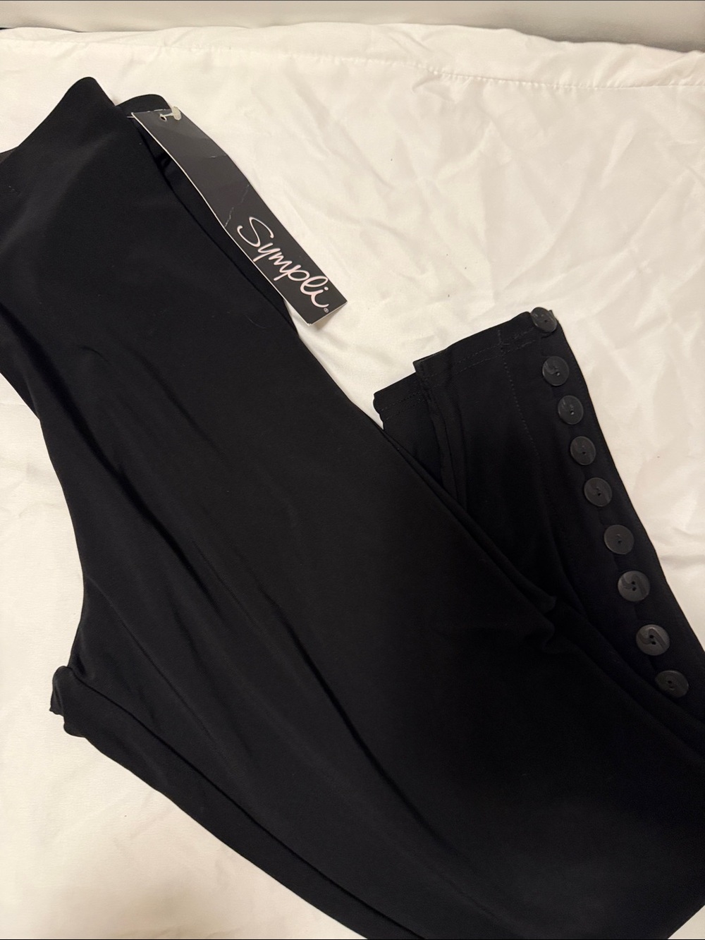 Sympli Black Button-Accent Leggings